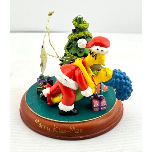 SIMPSONS Bradford Christmas Ornament Illuminated "Merry Kiss-Mas" Homer Marge - Picture 1 of 9